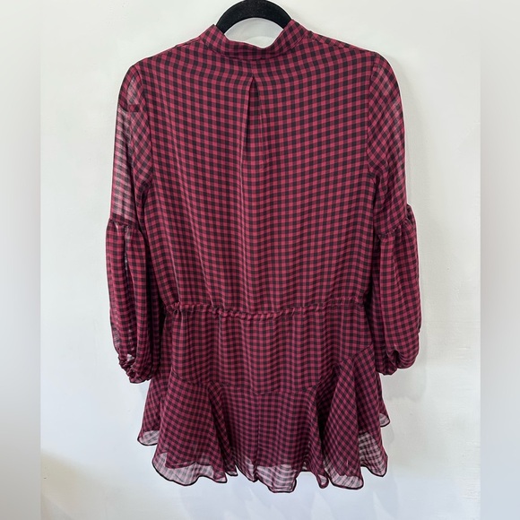 Vici Balloon Sleeve Gingham Plaid Checkered Long Sleeve Dress - S - Picture 10 of 10